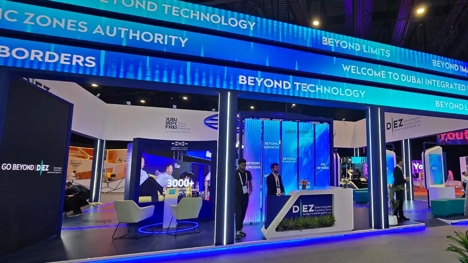 DIEZ GITEX AI technology stand with LED displays in Dubai