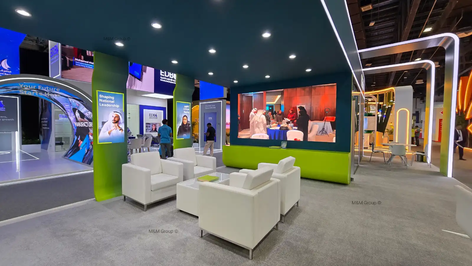 Ru’ya Career Fair exhibition stand lounge with LED screen in Dubai