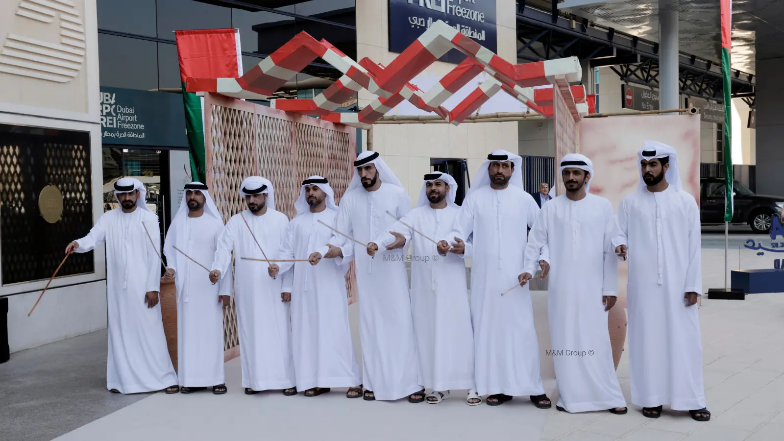Traditional Ayallah performance during the Dubai Airport Freezone UAE National Day celebration event in Dubai